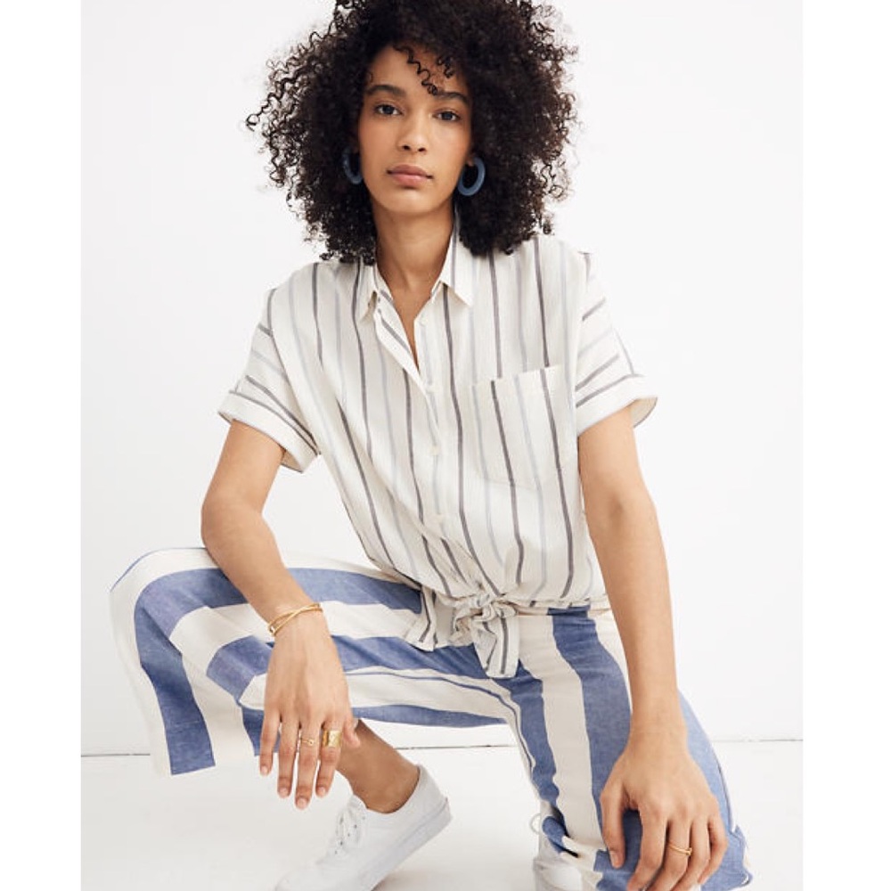 Madewell Agency Tie-Front Button Top S